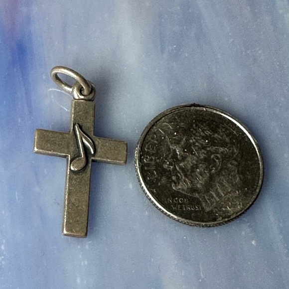 James Avery Silver Cross Pendant with Musical Note Retired - Picture 5 of 8